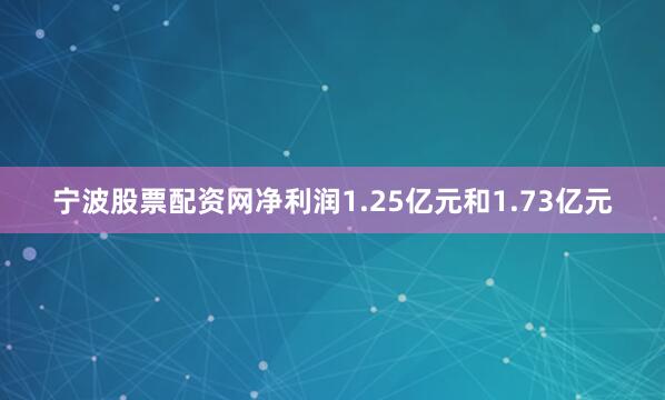宁波股票配资网净利润1.25亿元和1.73亿元